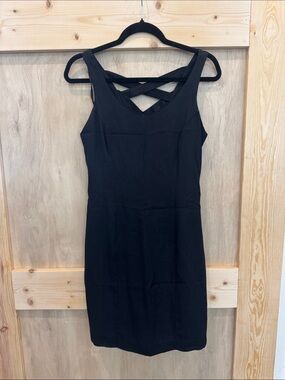Vintage Y2K Nina Piccalino Black Sleeveless Mini Dress with Crisscross Back